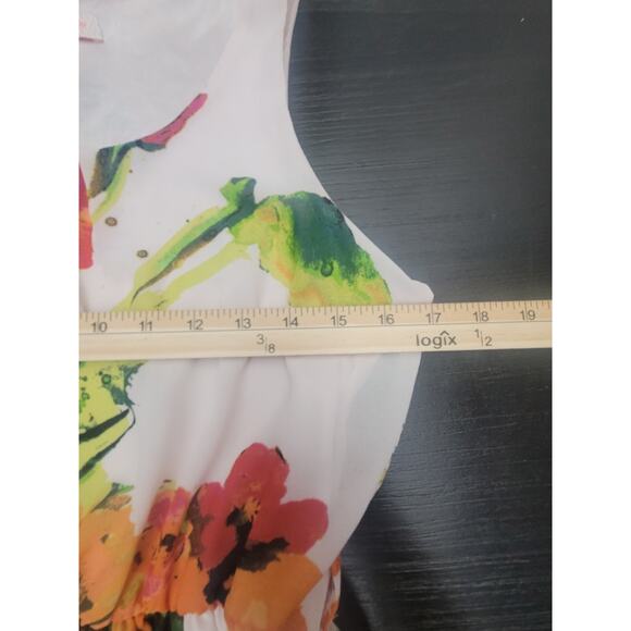 Womens Margo & Sebastian Dress Size Large White Floral Sleeveless - Picture 9 of 12